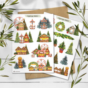 Christmas Market Stickers – Pack of 2 – Winter Holidays Planner Stickers