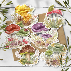 Forest Mushroom Stickers – Pack of 12 – Woodland Planner Stickers