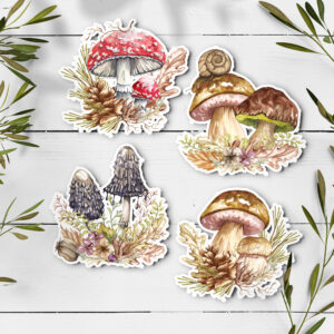 Forest Mushroom Stickers – Pack of 12 – Woodland Planner Stickers