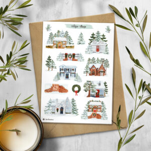 Winter Houses Stickers. Snow Village Planner Stickers