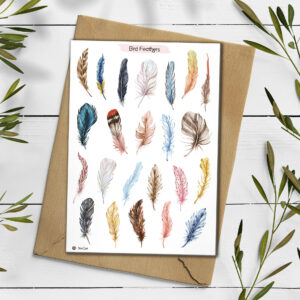 Bird Feathers Stickers. Feather stickers. Birds Planner Sticker Sheet