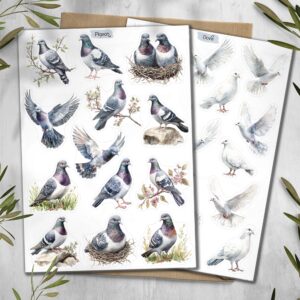 Pigeon Stickers. Birds Planner Stickers