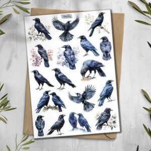 Raven Stickers. Birds Planner Stickers