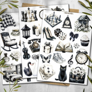 Black and White Planner Stickers. Fashion Planner Stickers